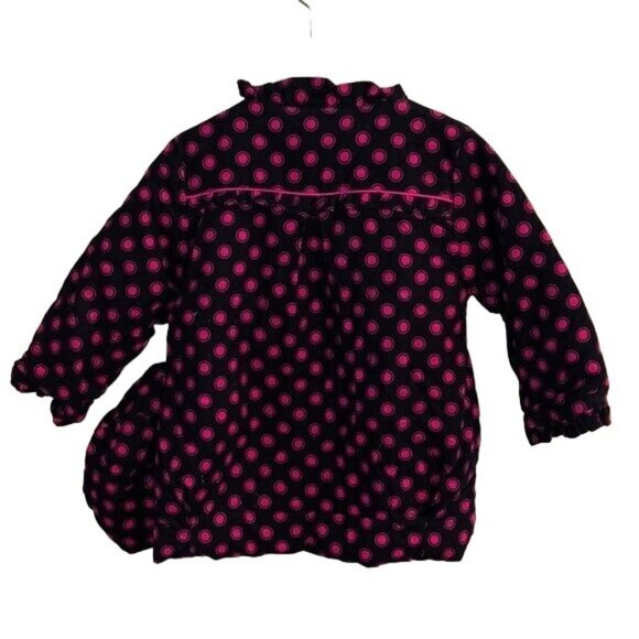 Penelope Mack Ltd Coat with Beret Hat, Navy with Pink Dots, Size 4T - Picture 2 of 6
